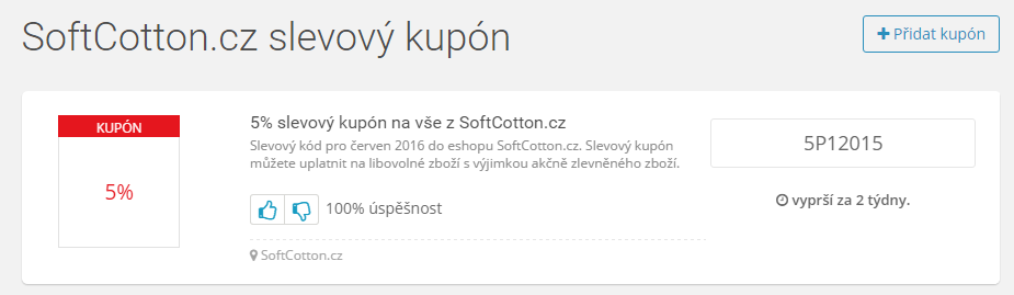 Softcotton.cz - jak zobrazit slevový kupón